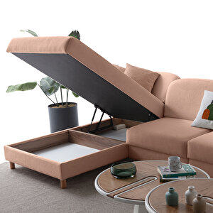 Eymense Aries Yataklı Sandıklı Piyonlu Köşe Takımı Pembe Sol Köşe