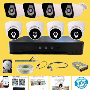 Arna 4 İç 4 Diş 8 Kamerali 500 Gb Hdd Dahi̇l Ahd Güvenli̇k Seti̇ - St50082