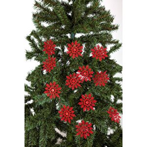 Yılbaşı Çam Ağacı Süsü Simli Kar Tanesi 12li