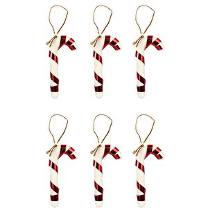 6lı Şeker Kamışı Yılbaşı Süs 17cm Xl