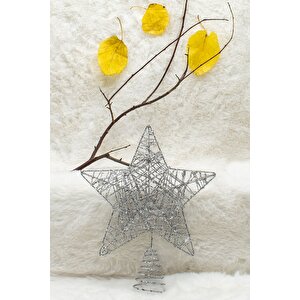 Yılbaşı Çam Ağacı Yıldız Tepeliği Gümüş