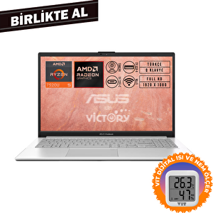 Vivobook Go 15 Amd Ryzen 5 7520u 8gb 512gb Ssd 15.6" Fdos + Vit Termometre E1504fa-bq1741 006