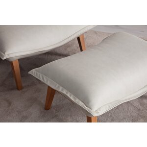 Orzo Yataklı Berjer + Puf ( Ahşap Ayaklı ) Krem