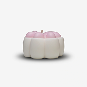 Japon Kiraz Çiçeği Kokulu Pembe Pati Figürlü Soya Mumu - Dekoratif Kokulu Mum Ağaçlı