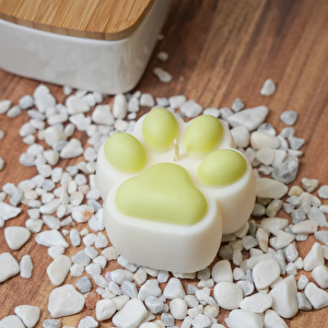 Vanilya Kokulu Lime (Açık Yeşil) Pati Figürlü Soya Mumu - Sıcak Ve Dekoratif Mum