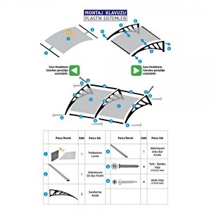Pratik Sundurma Kapı Pencere Üstü 100x480 Cm Antrasit Gri 6 Mm Levhalı