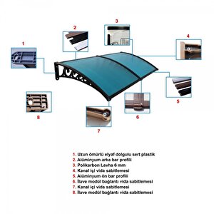 Pratik Sundurma Kapı Pencere Üstü 100x480 Cm Antrasit Gri 6 Mm Levhalı