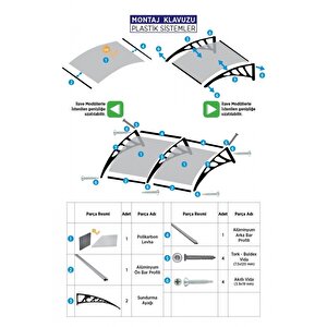 Pratik Sundurma Kapı Pencere Üstü 100x450 Cm Gri 6 Mm Levhalı