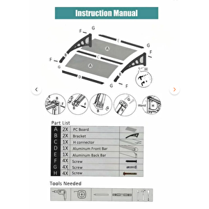 Kapı Pencere Üstü Pratik Sundurma 200 X 80 Siyah