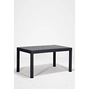 Rattan Masa 70x120 Sabit Masa - Bahçe Balkon Teras Masası 1. Kalite Orta Boy Antrasit Renk