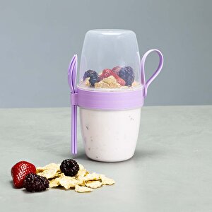 Yoğurt Kabı Taşınabilir Kahvaltı Ve Ara Öğün Kabı – Küçük / Orta / Büyük, Lila, Büyük L