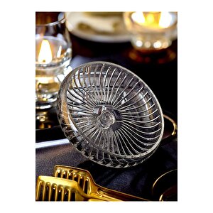 Kesme Kristal Yuvarlak Ayaklı Sunumluk Kase 24 Cm Salata Sunum Kasesi