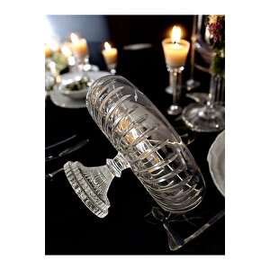 Kesme Kristal Yuvarlak Ayaklı Sunumluk Kase 24 Cm Salata Sunum Kasesi