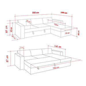 Pafu Kado Yataklı Köşe Koltuk Takımı - Bohem Vizon