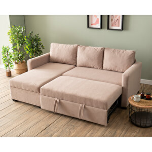 Kado Yataklı Köşe Koltuk Takımı - Bohem Vizon Vizon