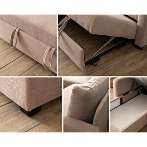 Pafu Kado Yataklı Köşe Koltuk Takımı - Bohem Vizon