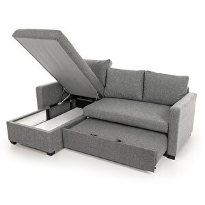 Pafu Kado Yataklı Köşe Koltuk Takımı - Açık Gri Keten