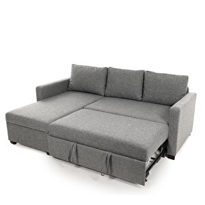 Pafu Kado Yataklı Köşe Koltuk Takımı - Açık Gri Keten