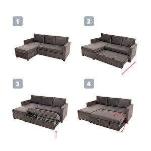 Pafu Kado Yataklı Köşe Koltuk Takımı  - Soho Gri