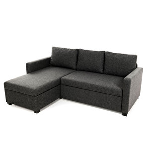 Pafu Kado Yataklı Köşe Koltuk Takımı - Keten Koyu Gri