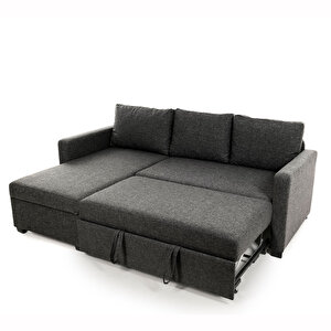 Pafu Kado Yataklı Köşe Koltuk Takımı - Keten Koyu Gri