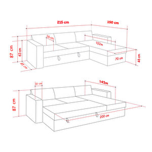 Pafu Kado Yataklı Köşe Koltuk Takımı - Bohem Hardal
