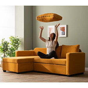 Kado Yataklı Köşe Koltuk Takımı - Bohem Hardal Hardal