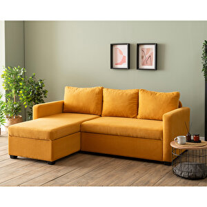 Pafu Kado Yataklı Köşe Koltuk Takımı - Bohem Hardal