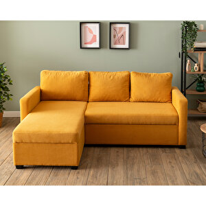 Pafu Kado Yataklı Köşe Koltuk Takımı - Bohem Hardal