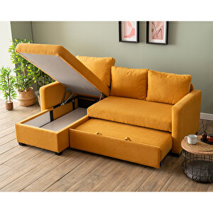 Pafu Kado Yataklı Köşe Koltuk Takımı - Bohem Hardal