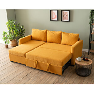 Pafu Kado Yataklı Köşe Koltuk Takımı - Bohem Hardal