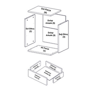 Komodin Parlak Beyaz 3 Çekmeceli Modern Komodin Yatak Odası Kare
