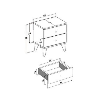 Komodin Parlak Beyaz 2 Çekmeceli Komodin Yatak Odası