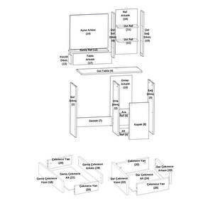 Makyaj Masası Beyaz Takı Aksesuar Düzenleyici Çekmeceli Raflı Aynalı Özel Led Ayna Kare