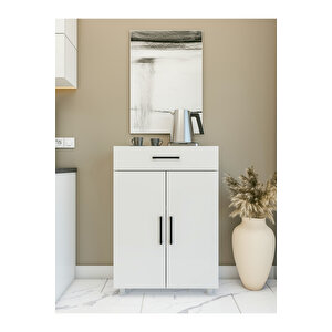 Çok Amaçlı Dolap Parlak Beyaz Dolap Çekmeceli Kapaklı Dolap