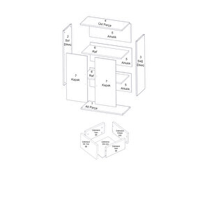 Çok Amaçlı Dolap Parlak Beyaz Dolap Çekmeceli Kapaklı Dolap