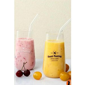 Eğimli Kalın Cam Kokteyl Pipet 12'li