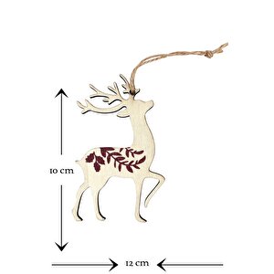6lı Ahşap Seri Geyik Yılbaşı Süs 10*12cm