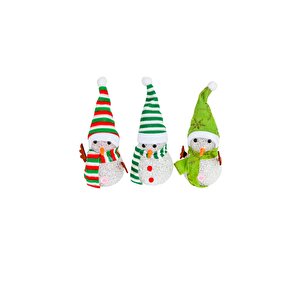 Dekoratif Yılbaşı Süsü Işıklı Kardan Adam 15 Cm