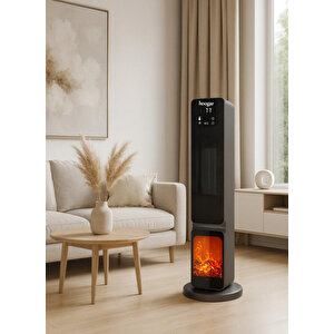 German 2701 L Grey Oled Şömineli Ekran Dijital Göstergeli Kule Tipi Seramik Fanlı Isıtıcı