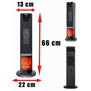 German 2701 L Grey Oled Şömineli Ekran Dijital Göstergeli Kule Tipi Seramik Fanlı Isıtıcı