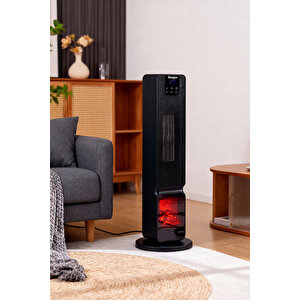 German 2701 L Black Oled Şömineli Ekran Dijital Göstergeli Kule Tipi Seramik Fanlı Isıtıcı