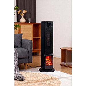 German 2701 L Black Oled Şömineli Ekran Dijital Göstergeli Kule Tipi Seramik Fanlı Isıtıcı