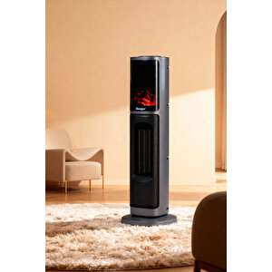 German 2075 L Grey Oben Seri Oled Şömineli Ekran Dijital Kule Tipi Seramik Fanlı Isıtıcı