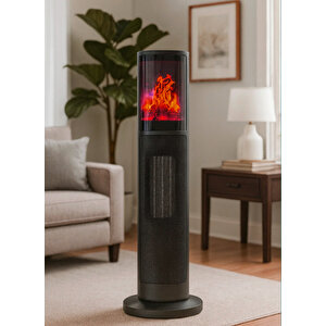 German 2075 L Grey Oben Seri Oled Şömineli Ekran Dijital Kule Tipi Seramik Fanlı Isıtıcı