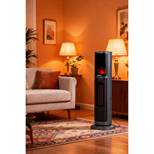 German 2075 L Grey Oben Seri Oled Şömineli Ekran Dijital Kule Tipi Seramik Fanlı Isıtıcı