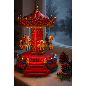 Premium Collection Işıklı Kırmızı Atlı Karınca Dekoratif Yılbaşı Süsü