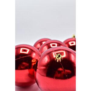 Waldern 6 Lı 10 Cm Parlak Yılbaşı Ağacı Süsü Cici Top Kırmızı