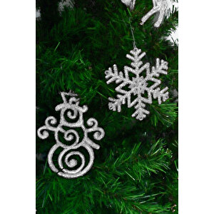 11li Simli Gümüş Yılbaşı Çam Ağacı Süs