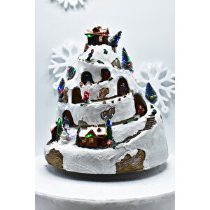 Waldern Premium Collection Işıklı Karlı Dağ Tren Dekoratif Yılbaşı Süsü